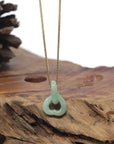 Baikalla "Double Heart KouKou" Light Apple-Green Jadeite Jade Pendant Necklace