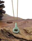 Baikalla "Double Heart KouKou" Light Apple-Green Jadeite Jade Pendant Necklace