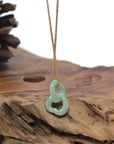 Baikalla "Double Heart KouKou" Light Apple-Green Jadeite Jade Pendant Necklace