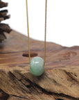 Baikalla "Ping An Kou" (Good Luck Button) Green Jadeite Jade Pendant Necklace
