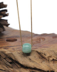 Baikalla "Good Luck Button" Light Forest Green Jadeite Jade TongTong Pendant Necklace
