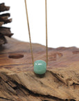 Baikalla "Good Luck Button" Light Forest Green Jadeite Jade TongTong Pendant Necklace