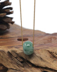 Baikalla "Ping An Kou" (Good Luck Button) Deep Blue-Green Jadeite Jade Pendant Necklace