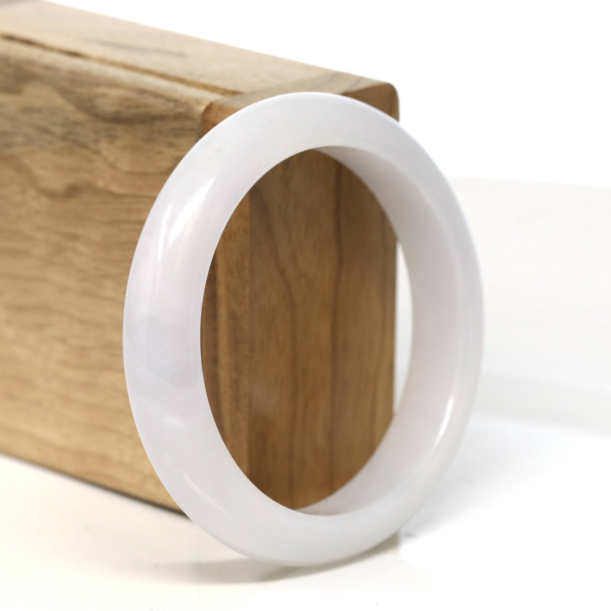 Baikalla Jewelry Jadeite Jade Bangle Bracelet Baikalla "Half Round" Light Lavender Jadeite Jade Bangle Bracelet (55.1 mm) #T490