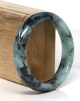 Baikalla Jewelry Jadeite Jade Bangle Bracelet "Classic Princess Half Round" Blue- Green Jadeite Jade Bangle (55 mm) 