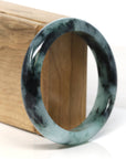 Baikalla Jewelry Jadeite Jade Bangle Bracelet "Classic Princess Half Round" Blue- Green Jadeite Jade Bangle (55 mm) 