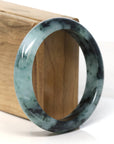 Baikalla Jewelry Jadeite Jade Bangle Bracelet "Classic Princess Half Round" Blue- Green Jadeite Jade Bangle (55 mm) 