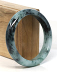 Baikalla Jewelry Jadeite Jade Bangle Bracelet "Classic Princess Half Round" Blue- Green Jadeite Jade Bangle (55 mm) 