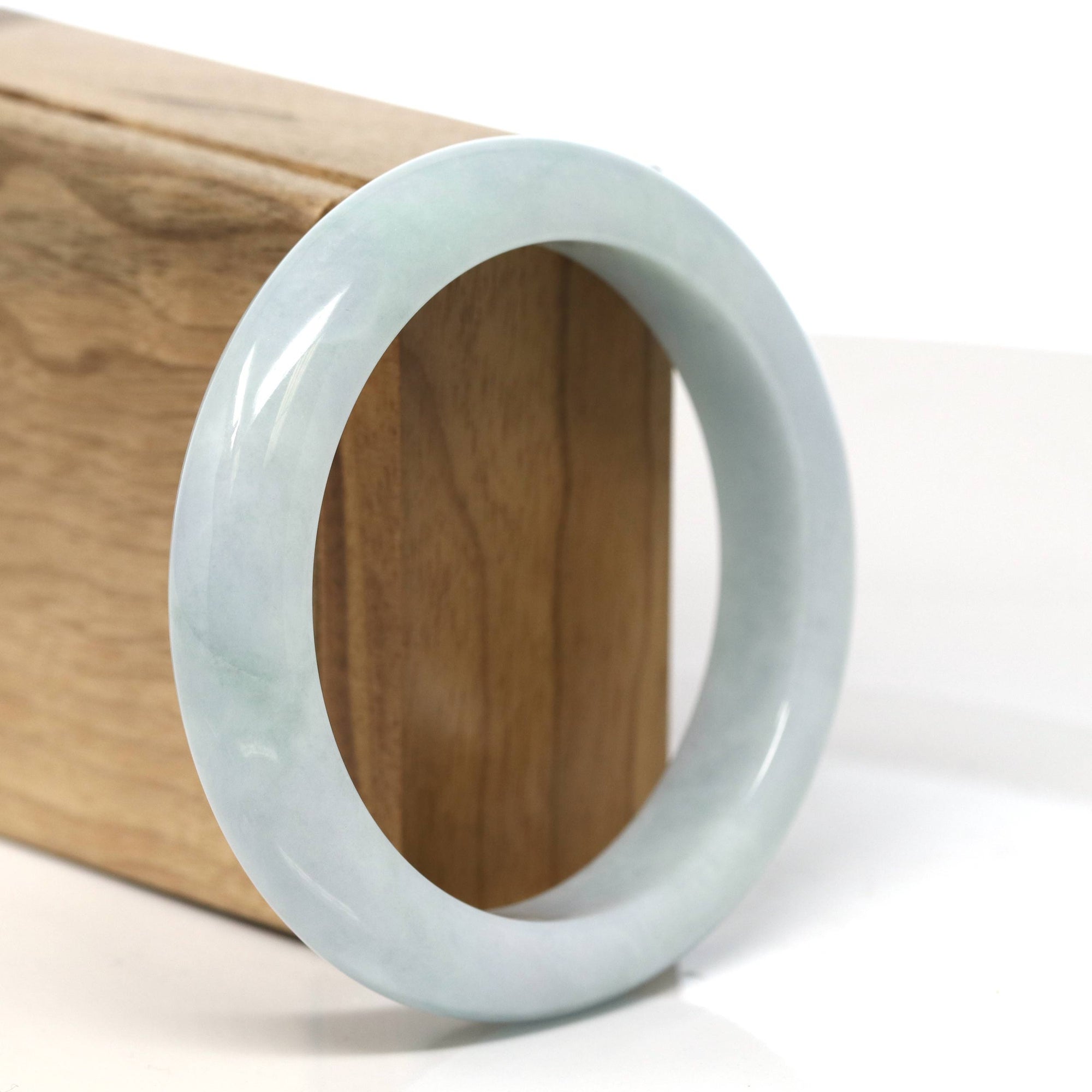 Baikalla Jewelry Jadeite Jade Bangle Bracelet Baikalla "Half Round" Light Lavender Jadeite Jade Bangle Bracelet (57.4 mm) #T511