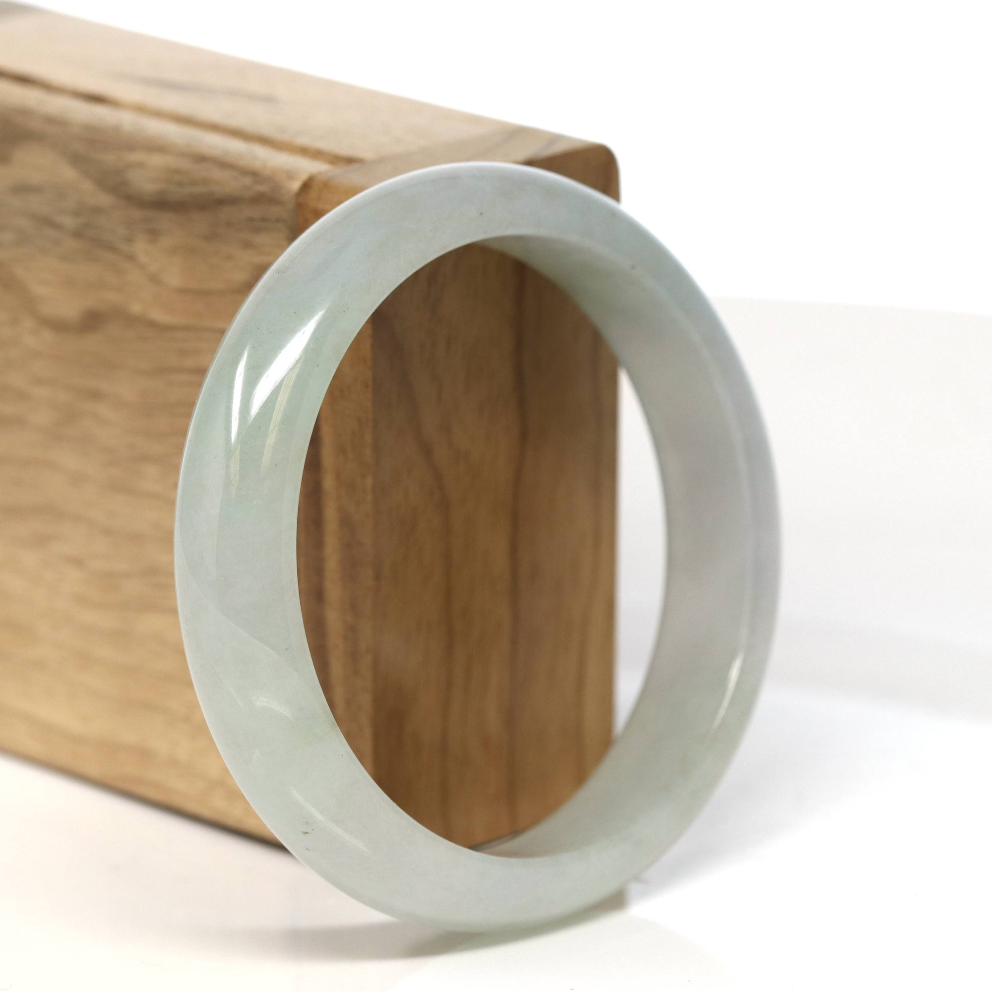 Baikalla Jewelry Jadeite Jade Bangle Bracelet Baikalla "Half Round" Light Lavender Jadeite Jade Bangle Bracelet (66.4 mm) #T475