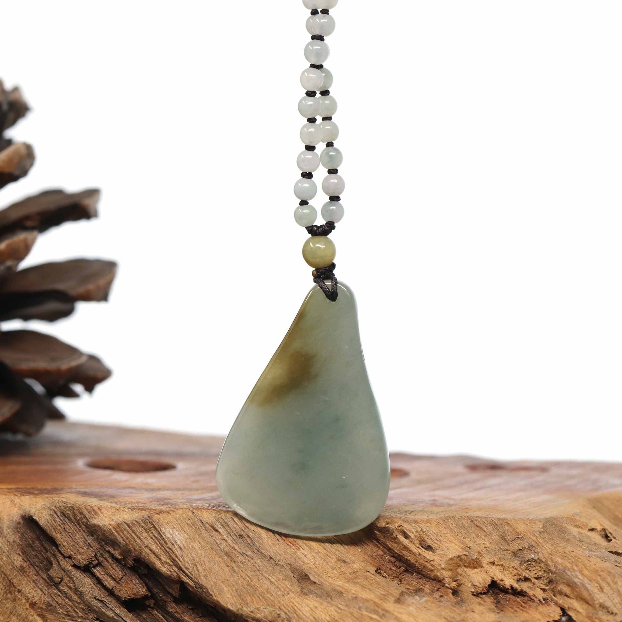 Baikalla Jewelry Gold Jadeite Jade Pendant Necklace Natural Burmese Jadeite Jade Happy Buddha