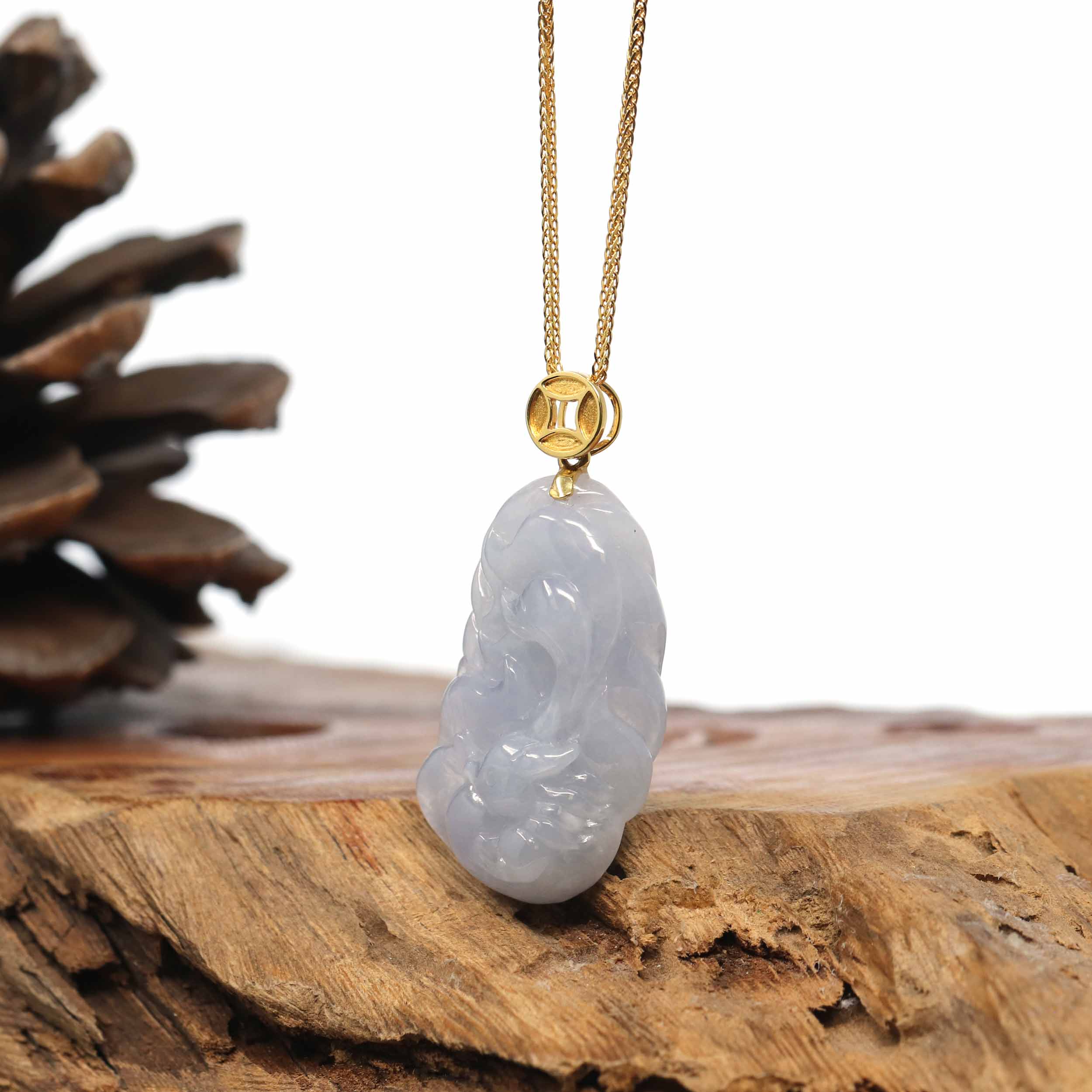 Genuine Burmese Lavender Jadeite Jade Nine Tailed Fox Pendant