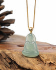 Baikalla Jewelry Jade Guanyin Pendant Necklace "Goddess of Compassion" 18k Yellow Gold Genuine Burmese Jadeite Jade Guanyin Necklace