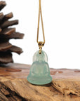 Baikalla Jewelry Jade Guanyin Pendant Necklace "Goddess of Compassion" 18k Yellow Gold Genuine Burmese Jadeite Jade Guanyin Necklace