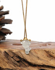 Baikalla Jewelry Jade Guanyin Pendant Necklace 18k Yellow Gold Genuine Burmese Ice Jadeite Jade Puppy Dog Necklace