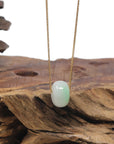 Baikalla "Ping An Kou" (Good Luck Button) White & Apple-Green Jadeite Jade Pendant Necklace