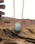 Baikalla "Ping An Kou" (Good Luck Button) Blue-Green Jadeite Jade Pendant Necklace