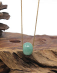 Baikalla "Ping An Kou" (Good Luck Button) Green Jadeite Jade Pendant Necklace