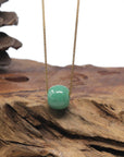 Baikalla "Good Luck Button" Forest Green Jadeite Jade TongTong Pendant Necklace