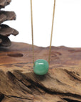 Baikalla "Good Luck Button" Forest Green Jadeite Jade TongTong Pendant Necklace