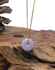 Baikalla "Ping An Kou" (Good Luck Button) "Vixen" Lavender Jadeite Jade Pendant Necklace