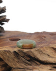 Baikalla Icy Oil-Green & Brown Burmese Jadeite Jade Traditional Ring 