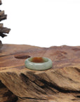 Baikalla Icy Oil-Green & Brown Burmese Jadeite Jade Traditional Ring 