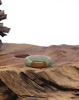 Baikalla Icy Oil-Green & Brown Burmese Jadeite Jade Traditional Ring 