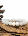 Baikalla Jewelry jade beads bracelet Genuine Jadeite Jade Round Icy White Beads Bracelet (9.5mm)