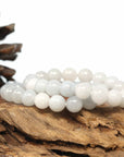 Baikalla Jewelry jade beads bracelet Genuine Jadeite Jade Round Icy White Beads Bracelet (9.5mm)