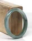 Baikalla Oil-Green & White Jadeite Jade Oval Bangle (56.2mm) 