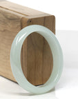 Baikalla Icy Light Green Jadeite Jade Oval Bangle (51.8mm) 