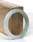 Baikalla Icy White & Oil-Green W/ Yellow-Green Patch Jadeite Jade "Half Round" Bangle Bracelet (52.2mm) 