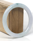 Baikalla White-Green W/ Blue-Green Flower Patch "Traditional Round" Jadeite Jade Bangle Bracelet (59.7mm) 