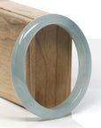 Baikalla Icy Light Oil-Green Jadeite Jade Oval Bangle (61.3mm) 