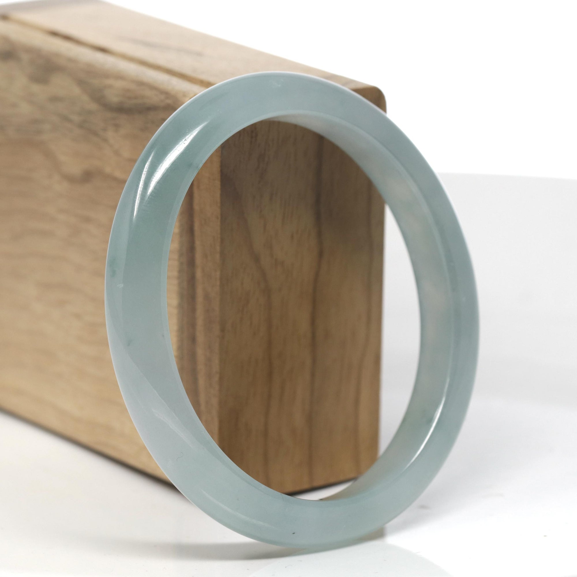 Baikalla Icy Light Oil-Green Jadeite Jade Oval Bangle (61.3mm) 