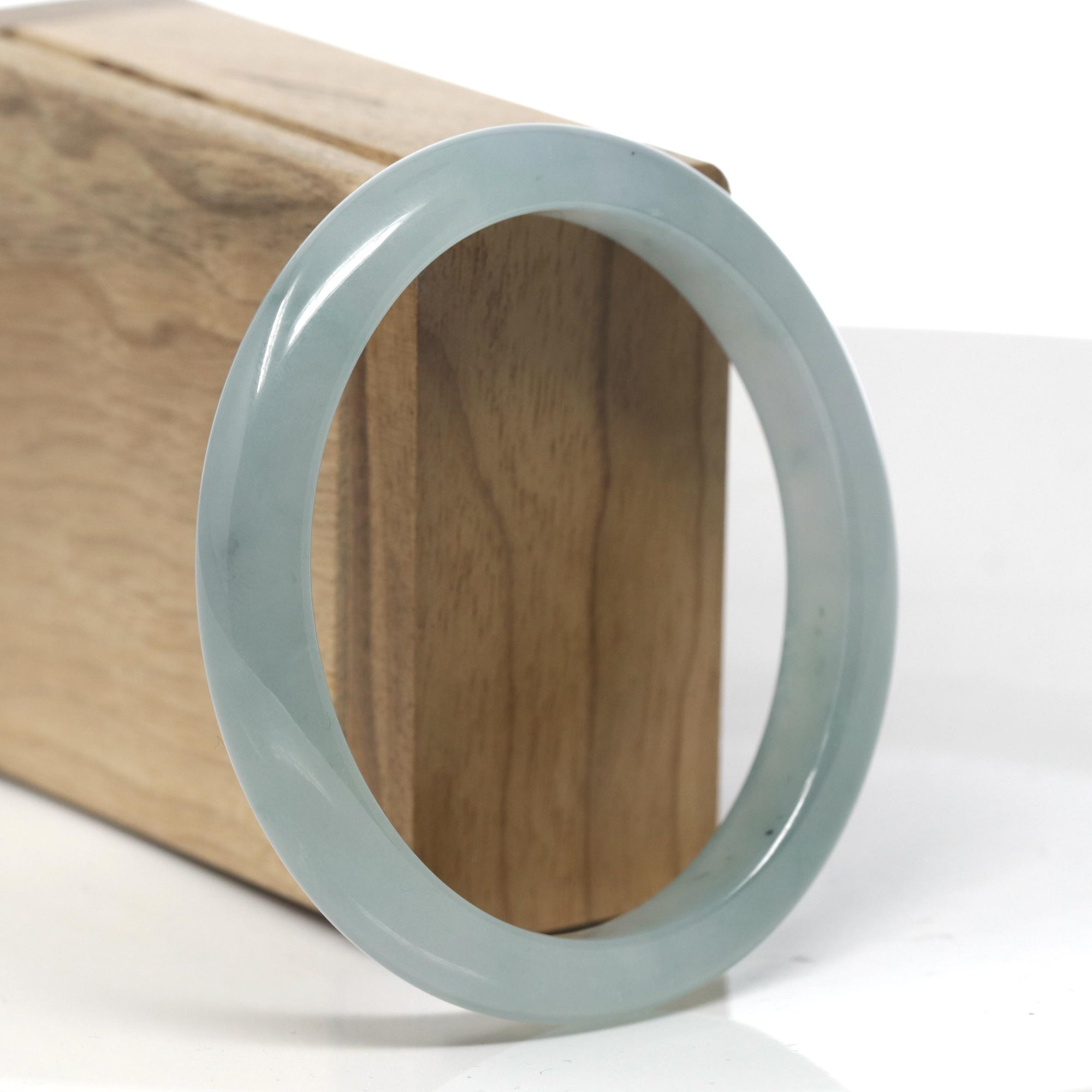 Baikalla Icy Light Oil-Green Jadeite Jade Oval Bangle (61.3mm) 