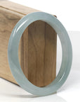 Baikalla Icy Light Oil-Green Jadeite Jade Oval Bangle (61.3mm) 