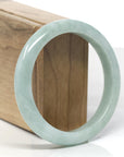 Baikalla Light Apple-Green Jadeite Jade "Half Round" Bangle Bracelet (58.5mm) 
