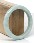 Baikalla Light Apple-Green Jadeite Jade "Half Round" Bangle Bracelet (58.5mm) 
