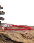 Natural Light Icy White Jadeite Jade "Ping An Kou" Braided Red Nylon Adjustable Drawstring Bracelet