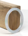 Baikalla Icy Light Green "Traditional Round" Jadeite Jade Bangle Bracelet (54mm) 