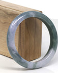 Baikalla Deep Oil-Green & Lavender Jadeite Jade "Half Round" Bangle Bracelet (59.3mm) 