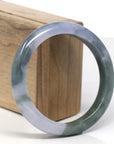 Baikalla Deep Oil-Green & Lavender Jadeite Jade "Half Round" Bangle Bracelet (59.3mm) 