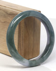 Baikalla Deep Oil-Green & Lavender Jadeite Jade "Half Round" Bangle Bracelet (59.3mm) 