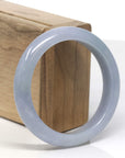 Baikalla Grey-ish Blue-Lavender Jadeite Jade "Half Round" Bangle Bracelet (56.8mm) 