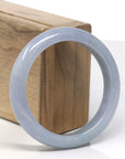 Baikalla Grey-ish Blue-Lavender Jadeite Jade "Half Round" Bangle Bracelet (56.8mm) 