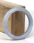 Baikalla Grey-ish Blue-Lavender Jadeite Jade "Half Round" Bangle Bracelet (56.8mm) 