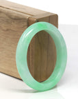 Baikalla Vibrant Apple-Green Jadeite Jade Oval Bangle (51.7mm) 