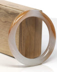 Baikalla Icy White & Deep Orange "Traditional Round" Jadeite Jade Bangle Bracelet (56.6mm) 